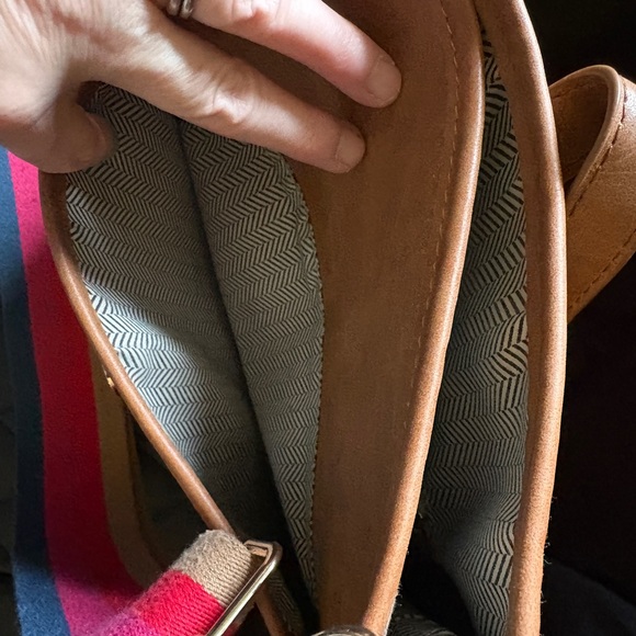 Brown Crossbody Bag with Striped Adjustable Strap - Picture 10 of 10